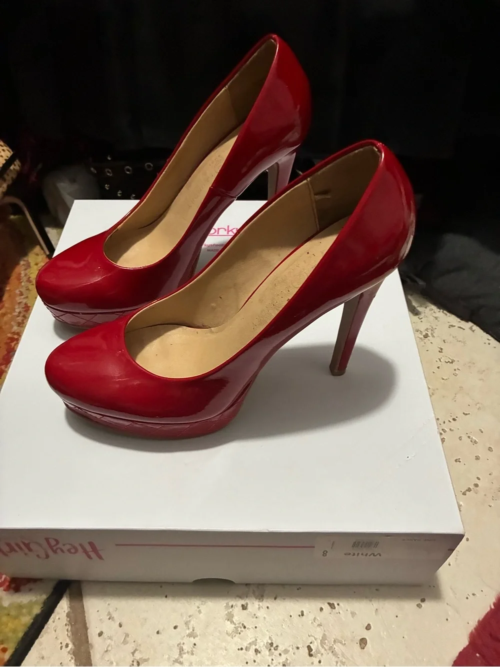 Chinese Laundry Red Patent Platform Stilettos